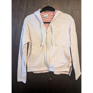Columbia Women's Small Striped Full Zip Hoodie Cream & Coral
